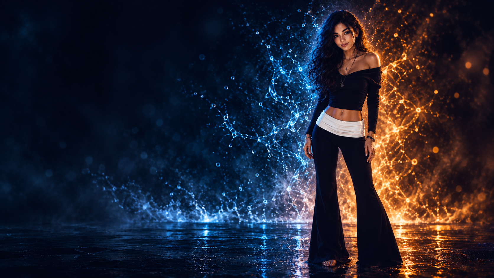 Conceptual Fire and Water portrait of SV Ava